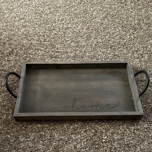 Kirklands Brown Wooden Vanity Tray with Black Handles